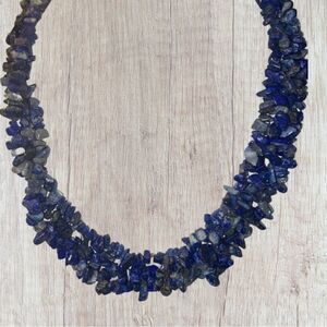 Lapis Lazuli Multi Strand Chip Necklace 16”